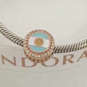 Pandora Argentina Flag pendant Rose Gold-Plated